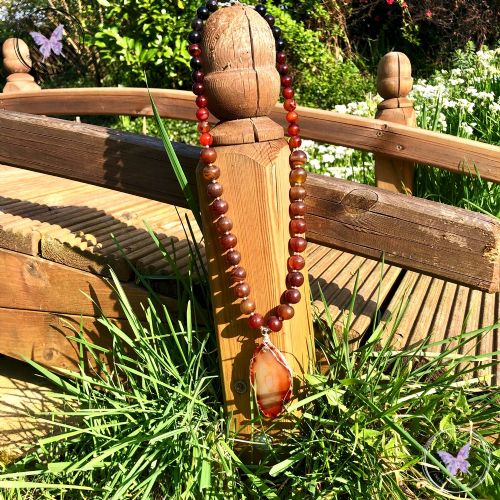 Agate Slice Beaded Necklace